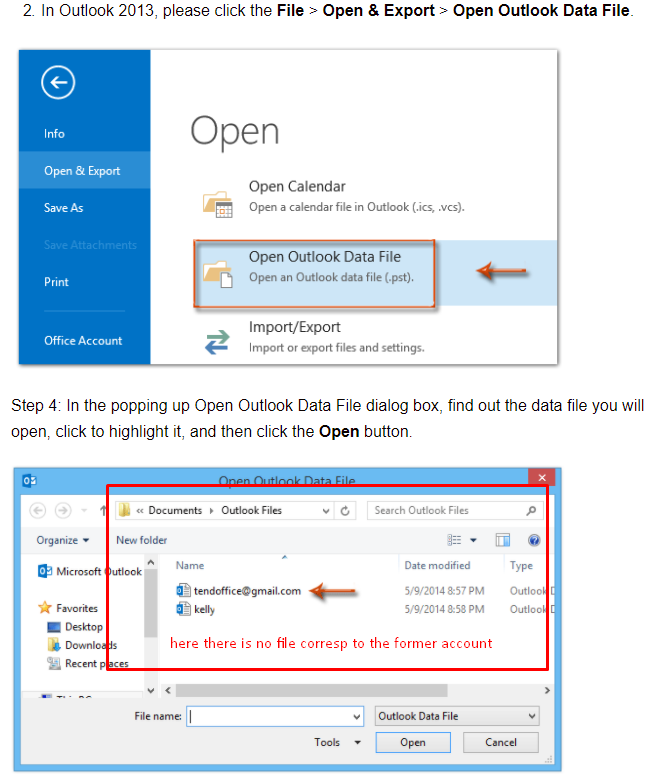 how to delete outlook account 2013